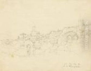 Ansicht Roms, Vom Palatin Aus, Rechts Die Maxentius Basilika by Carl August Richter