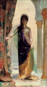 Portrait Of An Oriental Lady by Edouard Frederic Wilhelm Richter