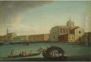 Venice, A View Of The Redentore In July by Giovanni Richter