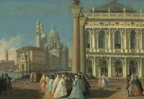 Serie Von Vier Ansichten Von
Venedig: Dogenpalast / Santa Maria Della Salute Von Der Piazetta Aus /
San Michele / San Giorgio Maggiore. - view 1