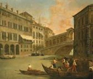 Venice, A View Of The Grand Canal With The Rialto Bridge From The North by Giovanni Richter