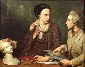 Self Portrait with Dominique Herment 1730-77 by Dominique (Guillaume Dominique Jacques) Doncre