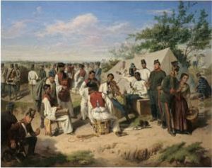 Szene Aus Dem Italienischen 
Feldzuge (austrian Soldiers Restingduring The Italian Campaign) by Wilhelm Richter