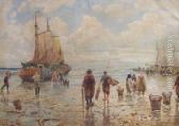 Hollandische Kuste Mit Fischern - view 1