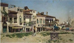 Plaza De Un Pueblo (a Spanish Village) by Martin Rico y Ortega