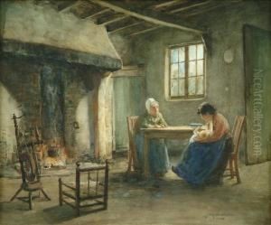 Cottageinterior With Figures And Baby Cottageinterior With Figures And Baby