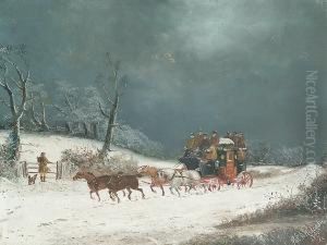 A Stagecoach In A Winter Landscape by Philip H. Rideout