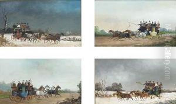 A Set Of Four Winter And Summer
Coaching Scenes; And A Set Of Fourracing And Coaching Scenes - view 1
