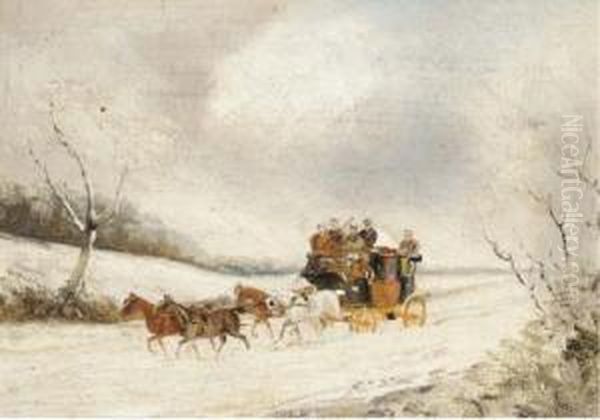 A Stage Coach In A Winter Landscape; And A Stage Coach In A Summerlandscape - view 1