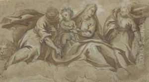 La Vierge A L'enfant Avec Saint Jerome Et Une Sainte by Claudio Ridolfi