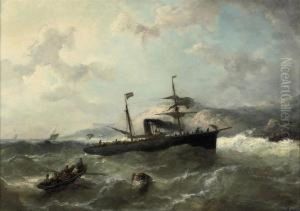 A Steamer In Heavy Weather by Nicolaas Riegen