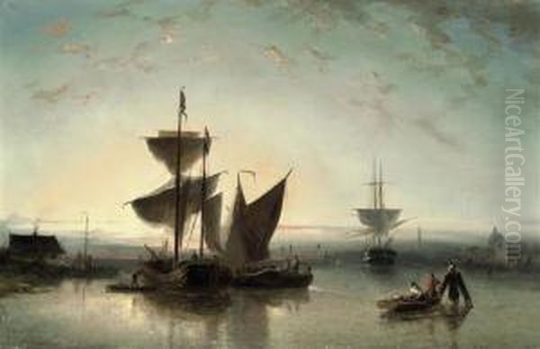 Shipping On A Calm Near A Harbour - view 1