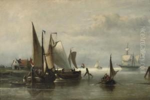 Barges Moored In A Calm