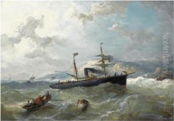 Shipping Off The Coast In Choppy Waters - view 1