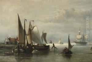 Barges Moored On A Calm