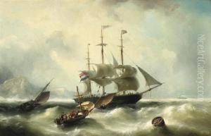 A Three-master On Choppy Waters