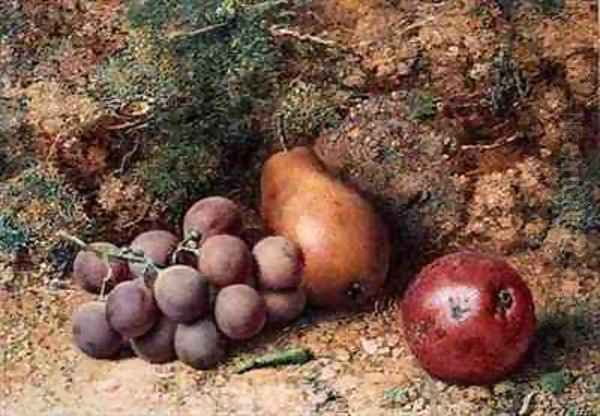 Grapes Apple and Pear on a Mossy Bank - view 1