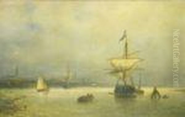 Shippingin An Estuary By A City - view 1