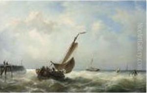 Sailing Vessels On Choppy Waters by Nicolaas Riegen