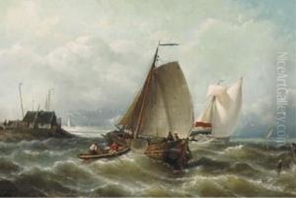 Shipping On Choppy Waters By A Coast - view 1