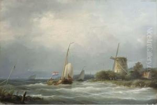 A Sailing Barge Entering A Waterway - view 1