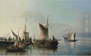 Fishing Boats Off A Jetty
