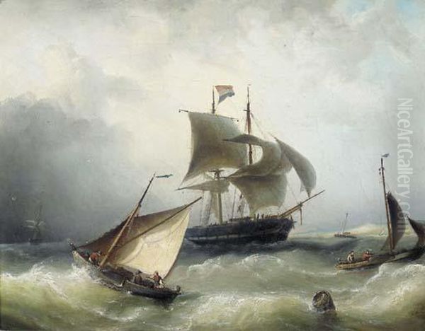 Busy Shipping In A Breeze Off The Coast - view 1