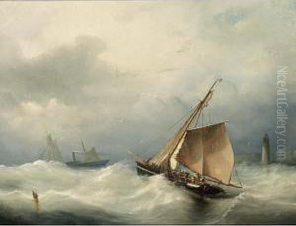 Sailing Vessels On A Choppy Sea - view 1