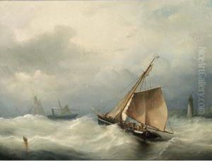 Sailing Vessels On A Choppy Sea