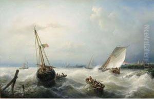 Sailing Vessels On A Choppy Sea