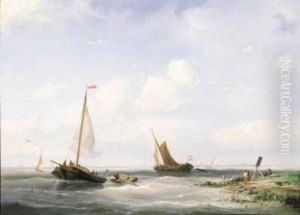 Sailing Vessels Off An Estuary