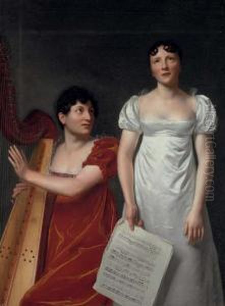 Portrait Of A Harpist And Singer - view 1