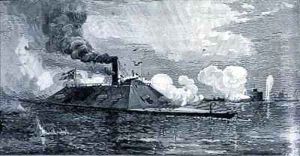 The monitor Weehawken capturing the Confederate iron clad ram Atlanta by Julian Oliver Davidson