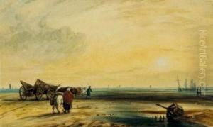 Personnages Sur La Plage by Leon Louis Antoine Riesener