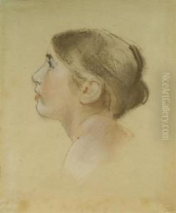 Portrait Of A Girl In Profile by Leon Louis Antoine Riesener