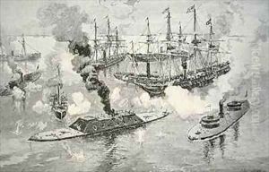 Surrender of the Confederate Ironclad Tennesee at the Battle of Mobile Bay by Julian Oliver Davidson