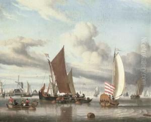 Shipping In A Calm Sea Off A Jetty