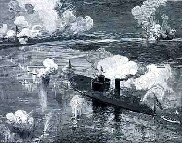 The monitor Montauk destroying the Confederate privateer 'Nashville near Fort McAllister Ogeechee River Georgia - view 1