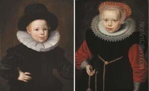 Portrait Of Wouter Gael (1600-1639)and Portrait Of Marijke Gael (1598-1645) by Jan Claes Rietschoof