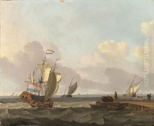Shipping In A Choppy Sea Off A Jetty