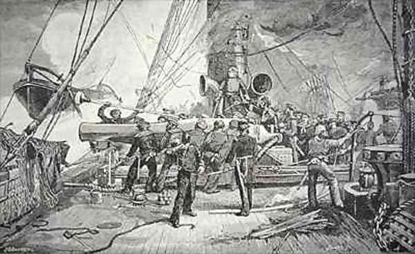 The Fight between the Federal Kearsage and Confederate Alabama - view 1