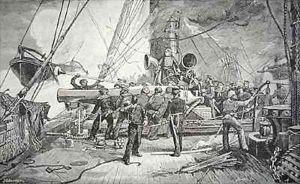 The Fight between the Federal Kearsage and Confederate Alabama by Julian Oliver Davidson