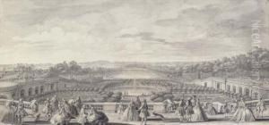 Vue De L'orangerie De
Versailles, Prise De La Balustrade Au Bord De La Terrasse Du Chateau by Jacques Rigaud