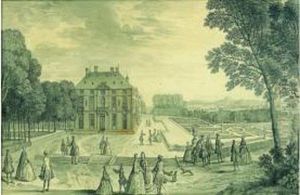 Promeneurs Dans Les Jardins A La Francaise D'une Demeure Promeneurs Dans Les Jardins A La Francaise D'une Demeure