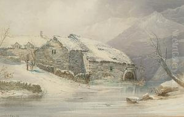 Figures By A Mill In Winter - view 1
