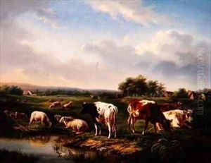 Cattle and Sheep in a Landscape by Charles Desan