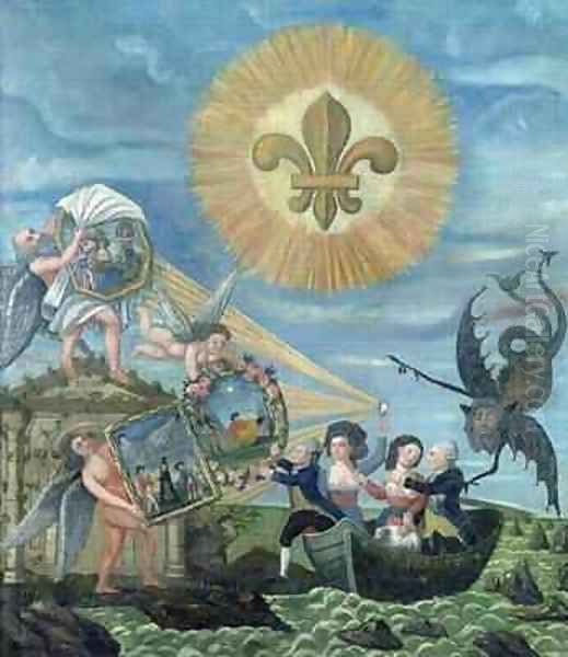 The Hope of Happiness Dedicated to the Nation with Louis XVI (1754-93) Driven by Goodness and Jacques Necker Driven by Truth - view 1