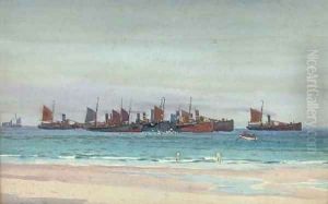 The Scarborough fishing fleet by Ernst Dade