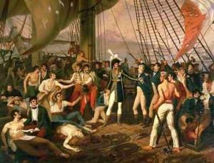 Commander Joachim Murat 1767-1815 decorating Admiral G Bausan on board the frigate Ceres by G. Deschamps