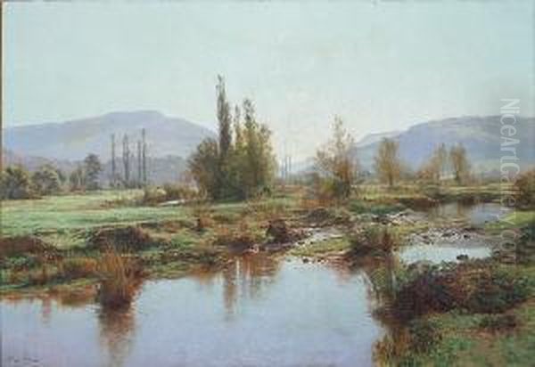 An Extensive River Landscape With Mountains Beyond - view 1